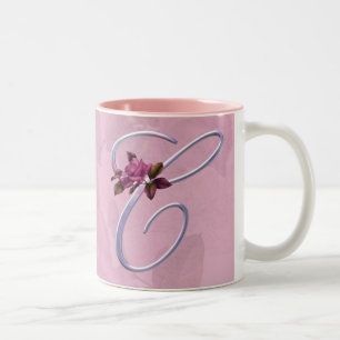 Rosa Rosen-Monogramm C Zweifarbige Tasse