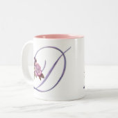 Rosa Rosen-Monogramm D Zweifarbige Tasse (Vorderseite Links)