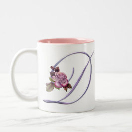 Rosa Rosen-Monogramm D Zweifarbige Tasse