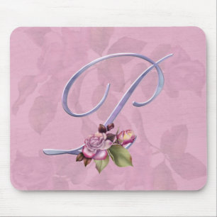 Rosa Rosen-Monogramm P Mousepad