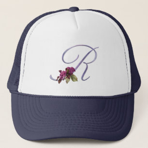 Rosa Rosen-Monogramm R Truckerkappe