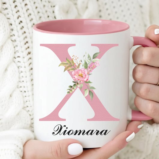 Rosa Rosen Monogramm Tasse Abschlussgeschenk für S