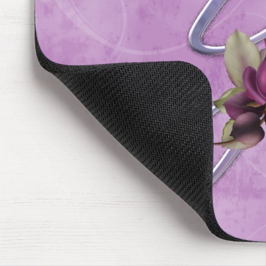 Rosa Rosen-Monogramm Y Mousepad (Ecke)