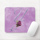 Rosa Rosen-Monogramm Y Mousepad (Mit Mouse)