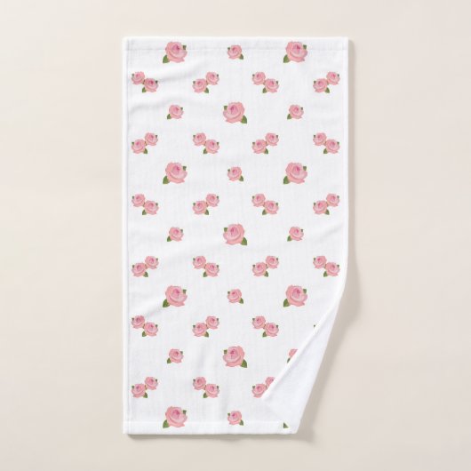 Rosa Rosen-Muster auf Weiß Handtuch (Handtuch)
