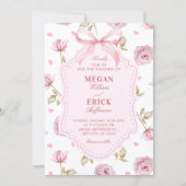 Rosa Rosen Muster Bogen Hochzeit Einladung (Vorderseite)