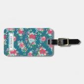 Rosa Rosen-Muster - Name-Adresse Gepäckanhänger (Vorderseite horizontal)