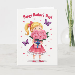 Rosa Rosen Muttertags-Geschenkkarte Karte