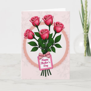 Rosa Rosen Muttertags-Grußkarte mit Blumenmotiv Karte