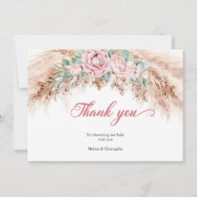 Rosa Rosen Pampas Gras Grünpflanzen Babydusche