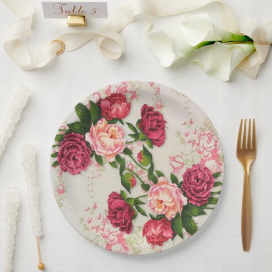 Rosa Rosen Papier Teller (Hochzeit)