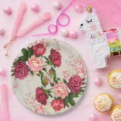 Rosa Rosen Papier Teller (Party)