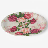 Rosa Rosen Papier Teller (Schrägansicht)