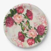 Rosa Rosen Papier Teller (Vorderseite)