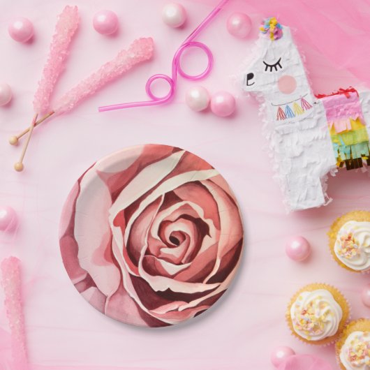 Rosa Rosen-Papier-Teller Pappteller (Party)
