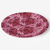 Rosa Rosen-Papierplatte Pappteller (Schrägansicht)