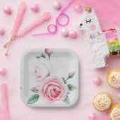 Rosa Rosen Pappteller (Party)