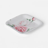 Rosa Rosen Pappteller (Gewinkelt)