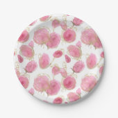 Rosa Rosen Pappteller (Vorderseite)