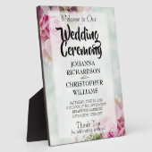 Rosa Rosen & Peony Buds Elegante Hochzeit Willkomm Fotoplatte (Seite)