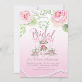 Rosa Rosen & Perlen Elegantes Brauchtum Dusche/WC Einladung (Vorderseite)