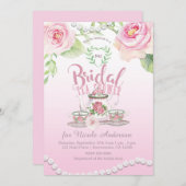 Rosa Rosen & Perlen Elegantes Brauchtum Dusche/WC Einladung (Vorne/Hinten)