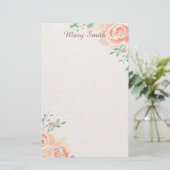 Rosa Rosen personalisiert Briefpapier (Stehend Vorderseite)