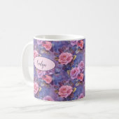 Rosa Rosen Personalisierter Kaffee Tasse (Vorderseite Links)