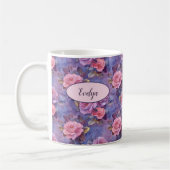 Rosa Rosen Personalisierter Kaffee Tasse (Links)