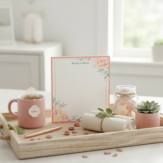 Rosa Rosen personalisiertes Notizblock