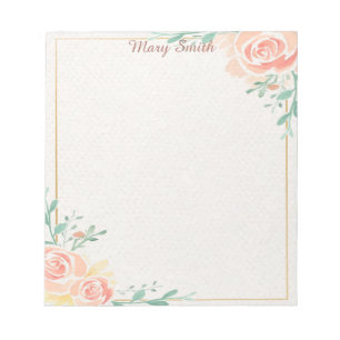 Rosa Rosen personalisiertes Notizbuch Notizblock