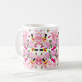 Rosa Rosen Pink Hearts Gelbe Nagel Polnische Tasse (Vorderseite Links)