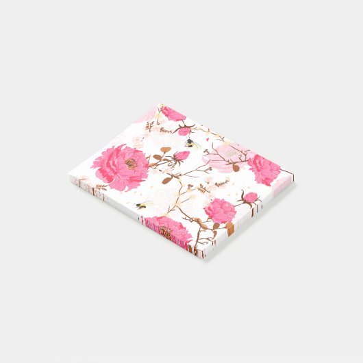 Rosa Rosen Post-it Klebezettel (angewinkelt)