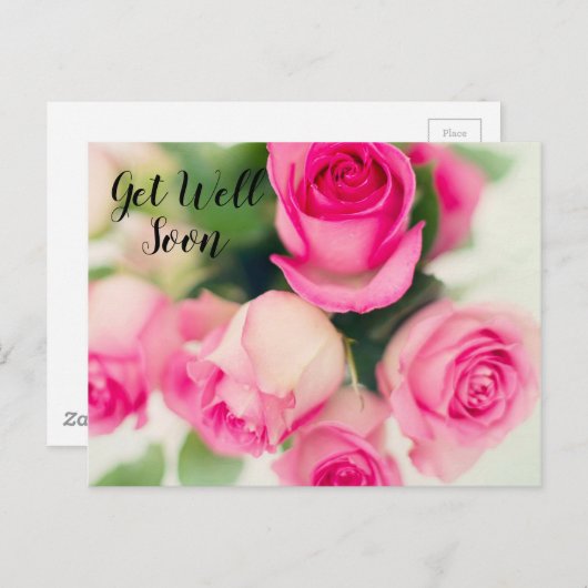 Rosa Rosen Postkarte (Vorne/Hinten)