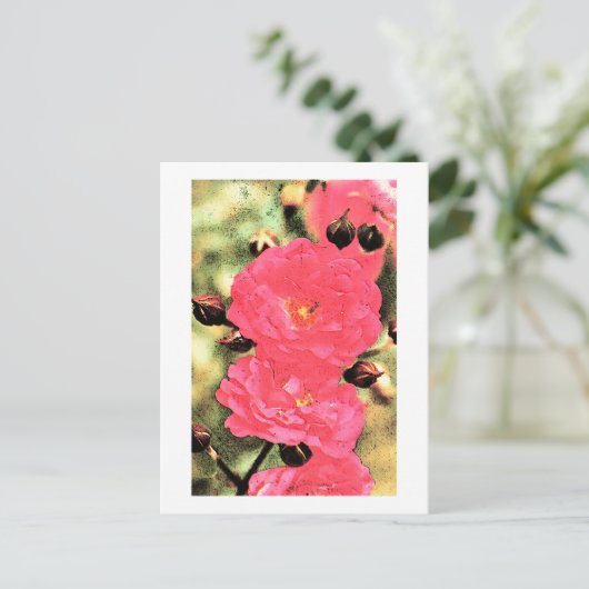 Rosa Rosen Postkarte (Stehend Vorderseite)