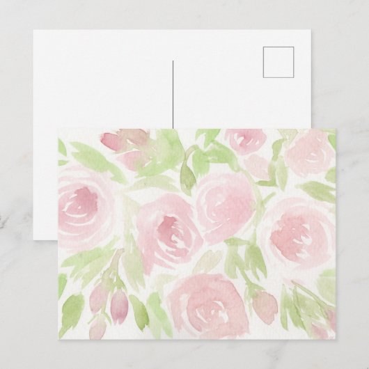Rosa Rosen Postkarte (Vorne/Hinten)