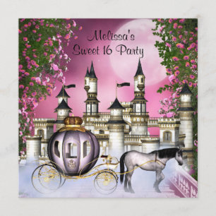 Rosa Rosen Prinzessin Sweet 16 Geburtstagsfeier Einladung