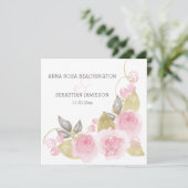 *~* Rosa Rosen QR - UAWG Gold Floral AR15 Hochzeit Einladung (Stehend Vorderseite)