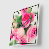 Rosa Rosen Quadratische Wanduhr (Winkel)
