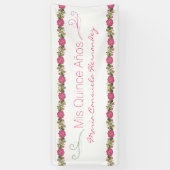 Rosa Rosen Quinceanera Fahne Banner (Vertikal)