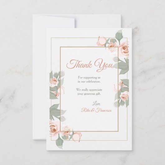 Rosa Rosen-Rahmen danken Ihnen zu kardieren Einladung (Vorderseite)