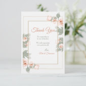 Rosa Rosen-Rahmen danken Ihnen zu kardieren Einladung (Stehend Vorderseite)