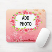 Rosa Rosen Rahmen Valentine hinzufügen Ihr Foto Mousepad (Mit Mouse)