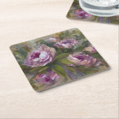 Rosa Rosen Rechteckiger Pappuntersetzer (angewinkelt)