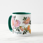 Rosa Rosen ~ Ringer-Tasse Tasse (Vorderseite Links)