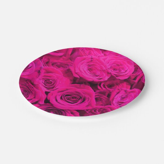 Rosa Rosen Rosa Blume Rosa Blütenbraun Pappteller (Schrägansicht)