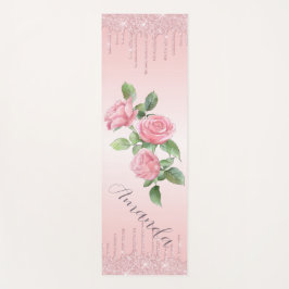 Rosa Rosen, rosa Hintergrund und rosa Glitzer Yogamatte