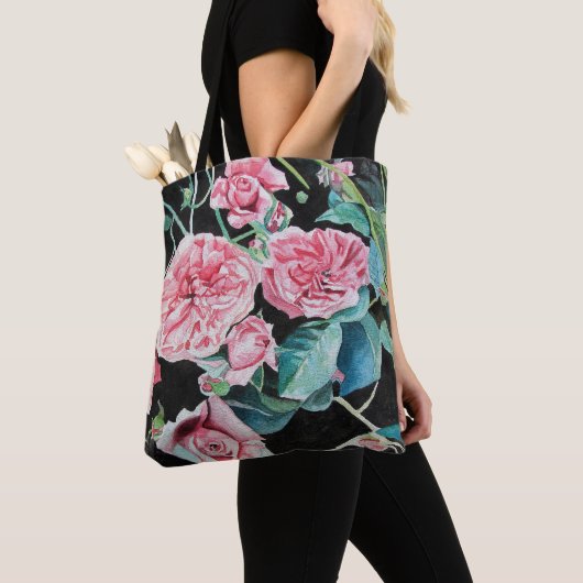 Rosa Rosen Rose Blume Aquarell Tasche (Von Nahem)