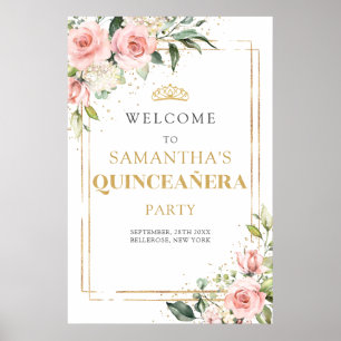 Rosa Rosen Rose Gold Glitzer 15 Geburtstagsgeschen Poster