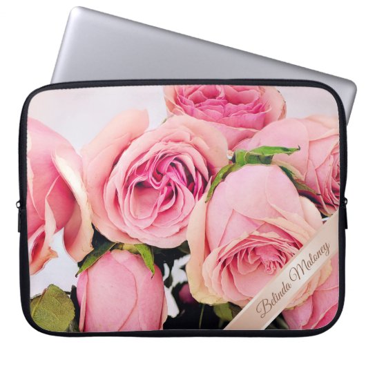 Rosa Rosen Rose Gold Name hinzufügen Laptopschutzhülle (Vorderseite)